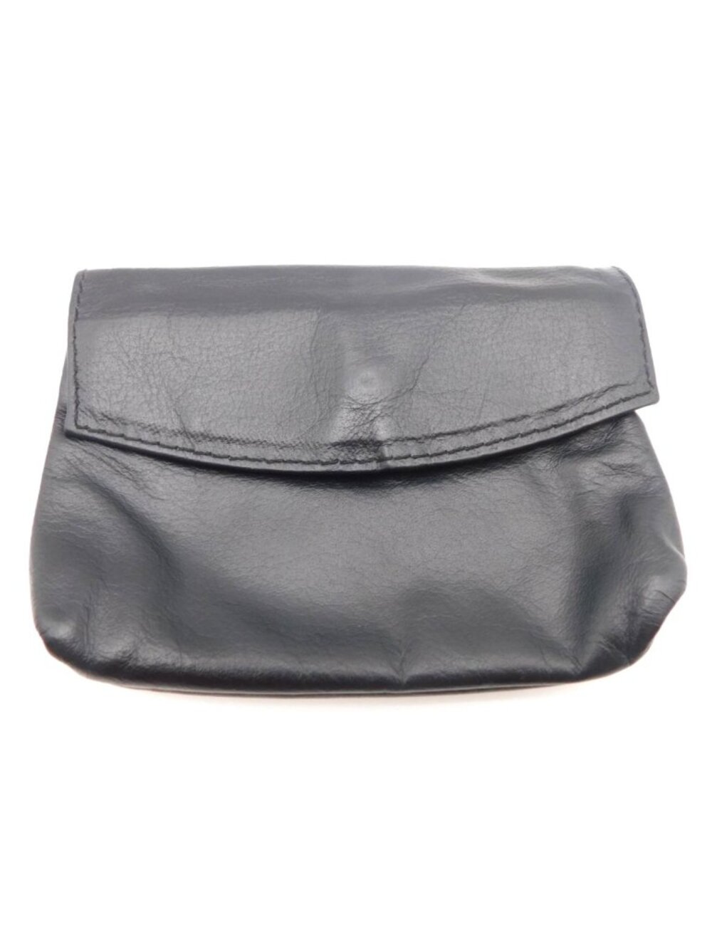 Vintage Stocko Black Leather Small Coin Purse With Snap Closure Zippered Pocket